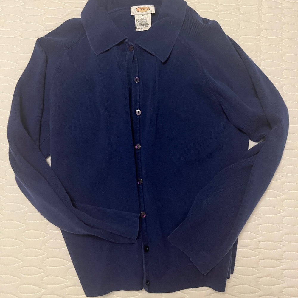 Talbots Navy Blue Button-Up Cardigan Sweater